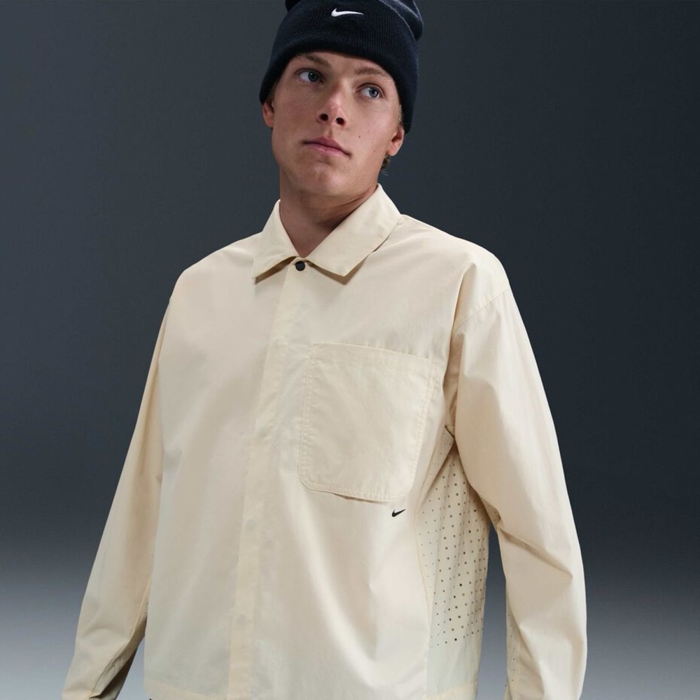 New Nike Tech Men's Button Down Shirt Jacket Light Khaki XLarge HJ2936-234- $140